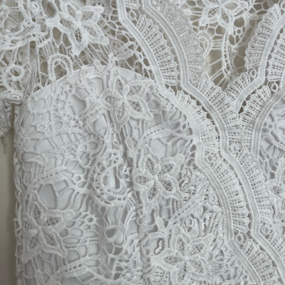 Lulu’s White Lace Long Sleeve Mini Dress - Picture 3 of 4